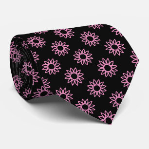 Gravata Flor Geométrico 01 - Rosa em Preto