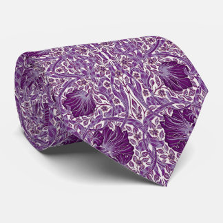 Gravata Flor Patterno Vintage William Morris Purple