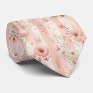 Gravata Flor rosa-Vintage sobre fundo cor-de-rosa riscado 
