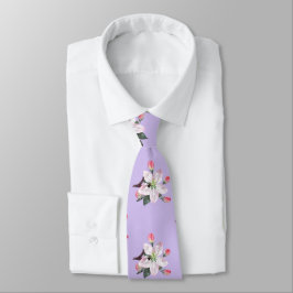 Gravata Flor Tropical Com Gravação De Padrões De Abelhas