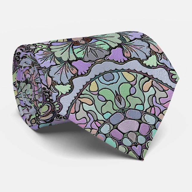 Gravata Flor vintage mosaico pansy pansy floral elegante (Rolled)