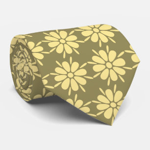Gravata Flora Foulard Flower Khaki e Amarelo