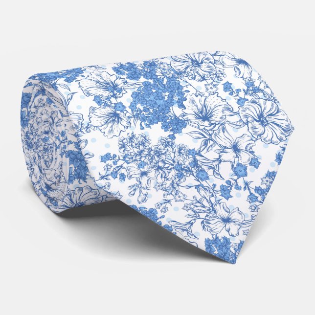 Gravata Floral Azul Elegante (Rolled)