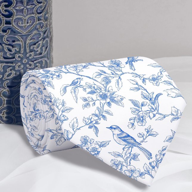 gravata floral azul toile de jouy (Criador carregado)