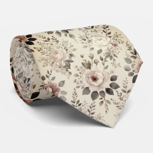 Gravata Floral Bege Vintage