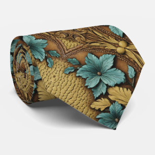 Gravata Floral Beige Turquoise, País Ocidental do Sul