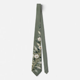 Gravata Floral Botânica Verde Sage