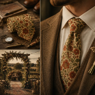 Gravata Floral Botânica Vintage