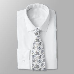 Gravata Floral de Cinza de Vestido Masculina