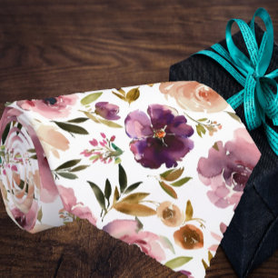 Gravata Floral de Cor-de-Água Cor-de-Rosa-Blush