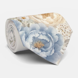 Gravata Floral de Flor Silvestre Azul Poento Primavera Cas