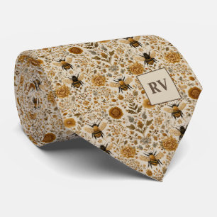 Gravata Floral de Outono Abelha Personalizada