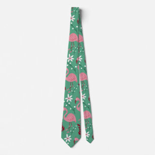 Gravata Floral flamingo sem costura, padrão rosa verde