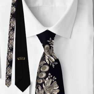 Gravata Floral French Vintage Black Silver