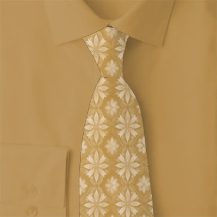 Gravata Floral Geométrico Caramelo