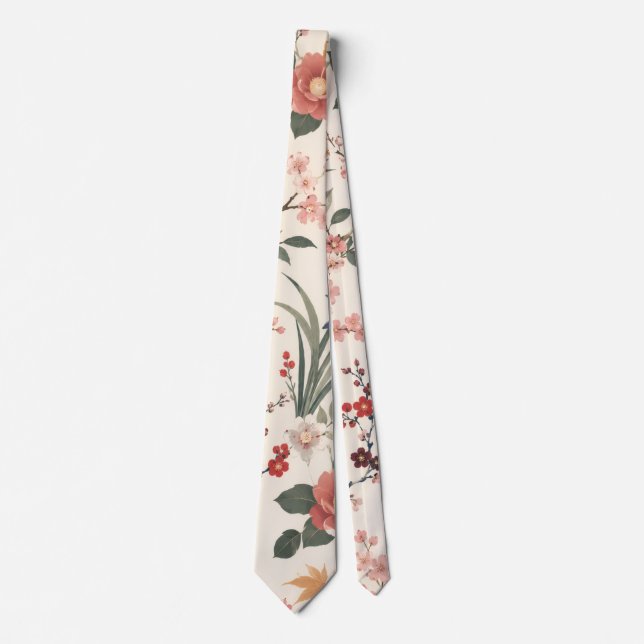 Gravata Floral Japonesa Elegante (Frente)