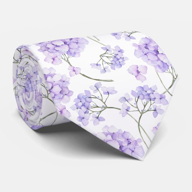 Gravata Floral Lavanda Roxa (Rolled)