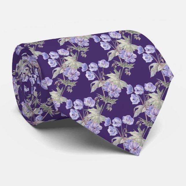 Gravata Floral Lavanda Roxa (Rolled)