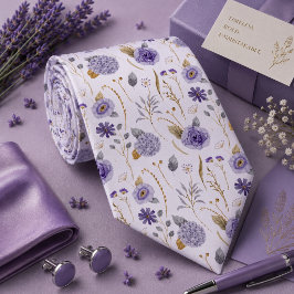 Gravata Floral Lavanda Roxa