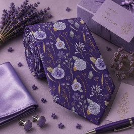 Gravata Floral Lavanda Roxa