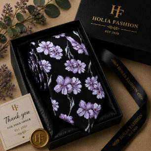 Gravata Floral Lavanda Roxa