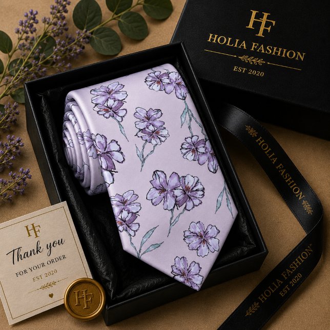 Gravata Floral Lavanda Roxa (Criador carregado)