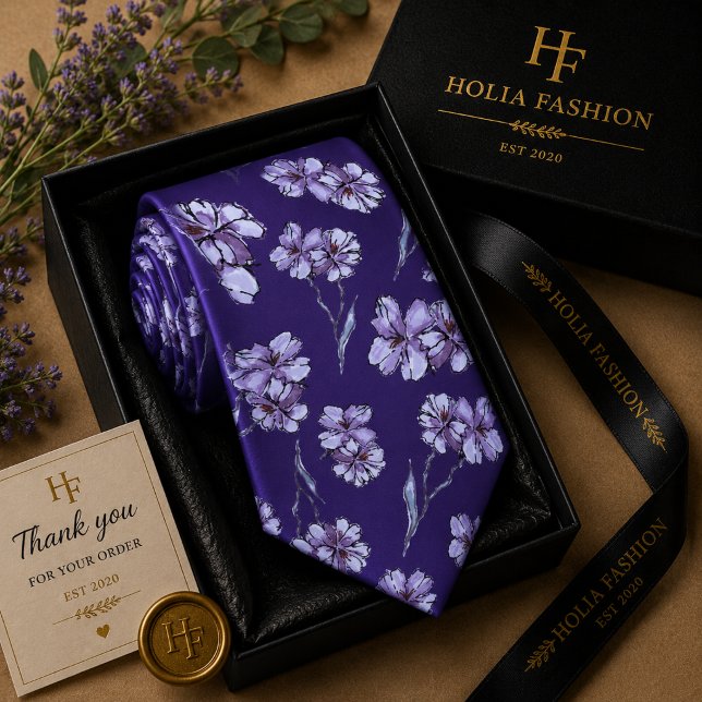 Gravata Floral Lavanda Roxa (Criador carregado)