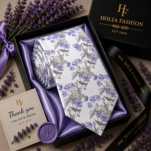 Gravata Floral Lavanda Roxa