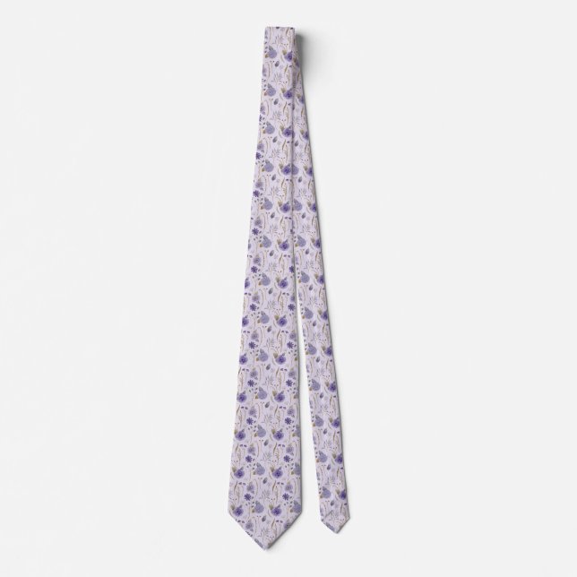 Gravata Floral Lavanda Roxa (Frente)
