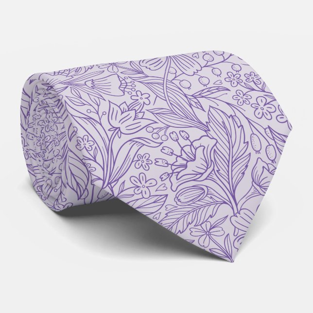 Gravata Floral Lavanda Roxa (Rolled)