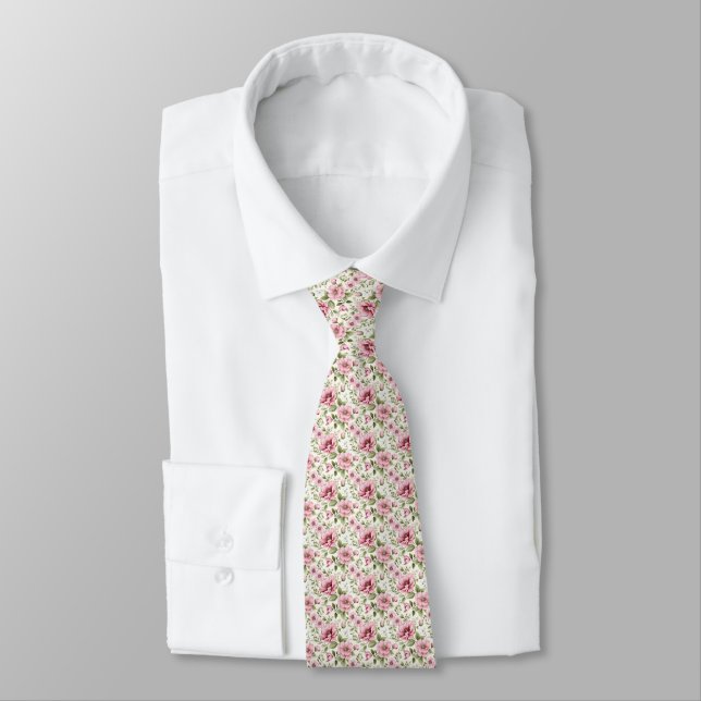 Gravata Floral Perfection: Pink Tie for Garden Weddings (Amarrado)