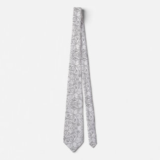 Gravata Floral Preto e branco Paisley