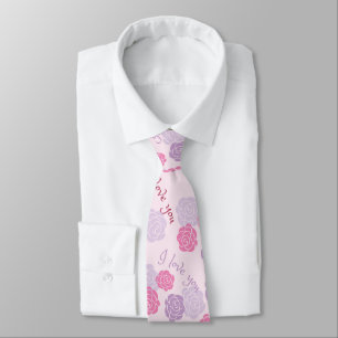 Gravata Floral Puro Rosa Eu Te Amo