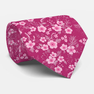 Gravata Floral rosa pequeno fofo com fundo magenta