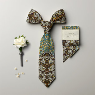 Gravata Floral Snowberry Masculina Era Vitoriana
