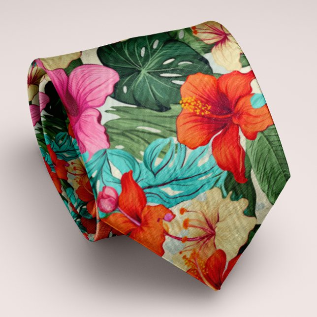 Gravata Floral tropical personalizável vibrante (Criador carregado)