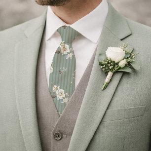 Gravata floral verde salgueiro para casamento