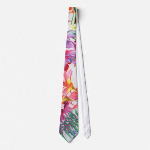 Gravata Floral vibrante na moda havaiano tropical feminino