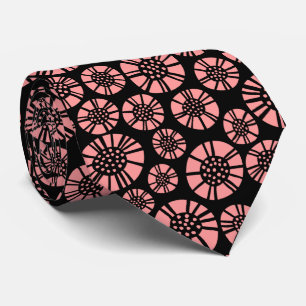 Gravata Flores Abstratas 031023 - Rosa Suave no Preto