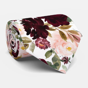 Gravata Flores Aquarela Burgundy Blush