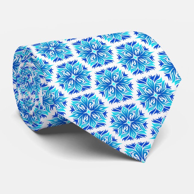 Gravata Flores Azuis, Padrão De Flores, Padrão Floral (Rolled)