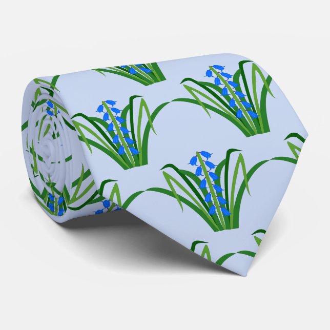 Gravata Flores Azul-Bebê Menino Padrão Primavera (Rolled)
