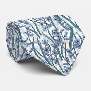 Gravata Flores Blue Hyacinth em branco