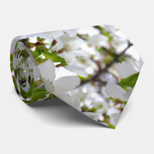 Gravata Flores brancas, cerejeiras floridas