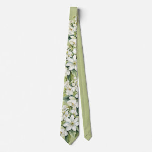 Gravata Flores Brancas Elegantes Casamento do Noivo Verde