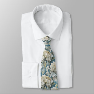 Gravata Flores de cor azul-d'água, cor Elegante