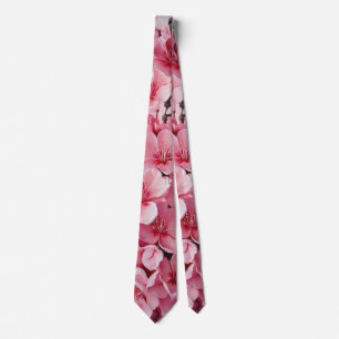 Gravata Flores de Flor de Cereja Rosa Elegante