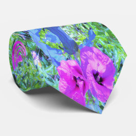 Gravata Flores de Hibisco Roxo-Roxo-Violeta