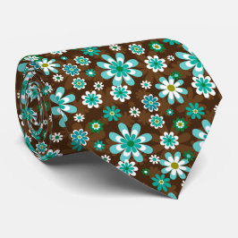 Gravata Flores de Mod Castanho e Azul