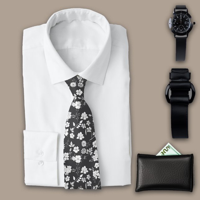 Gravata Flores de Vintage Carvões Personalizam Iniciais (Criador carregado)